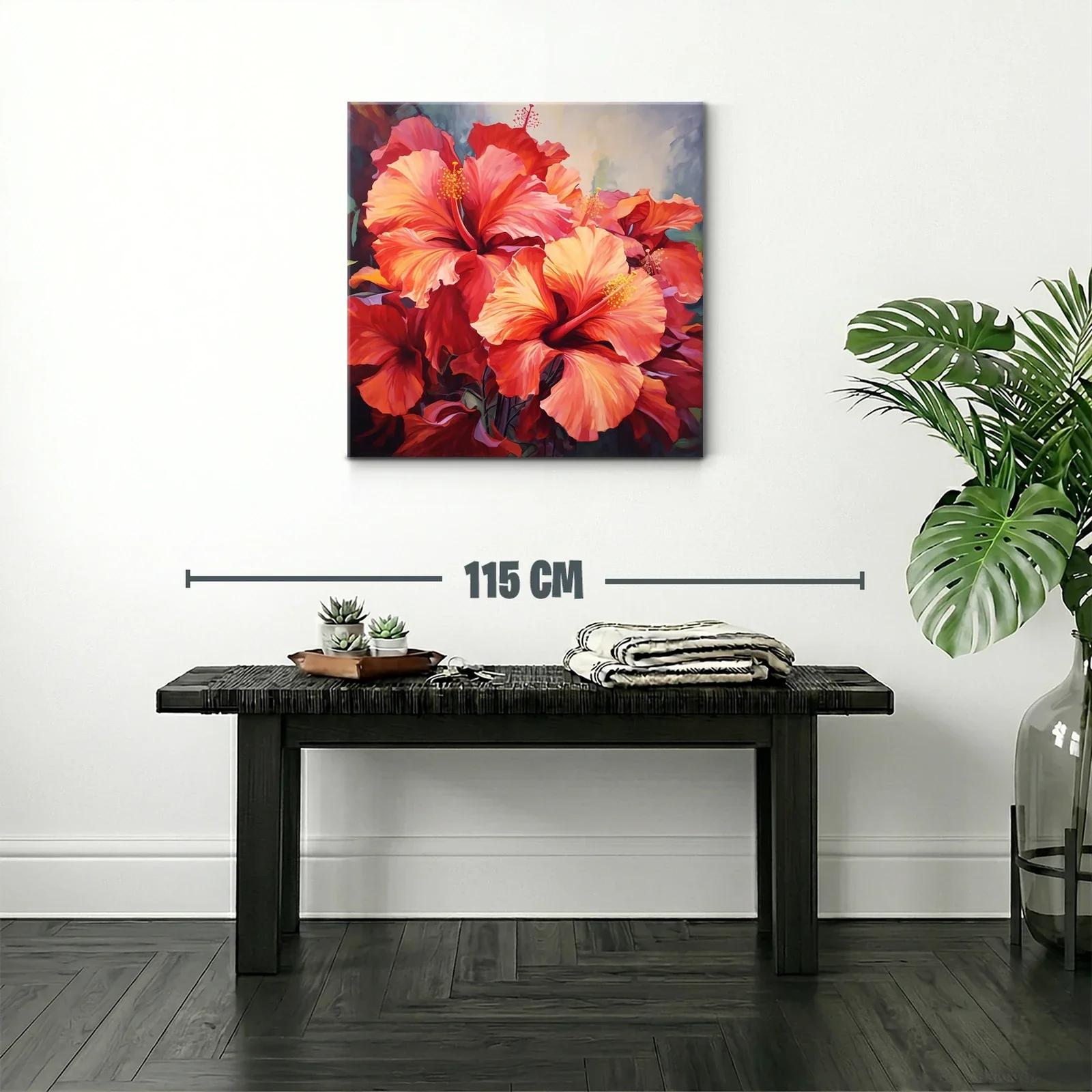Cuadro de flores vibrantes en tonos rojos y naranjas — miniatura 2