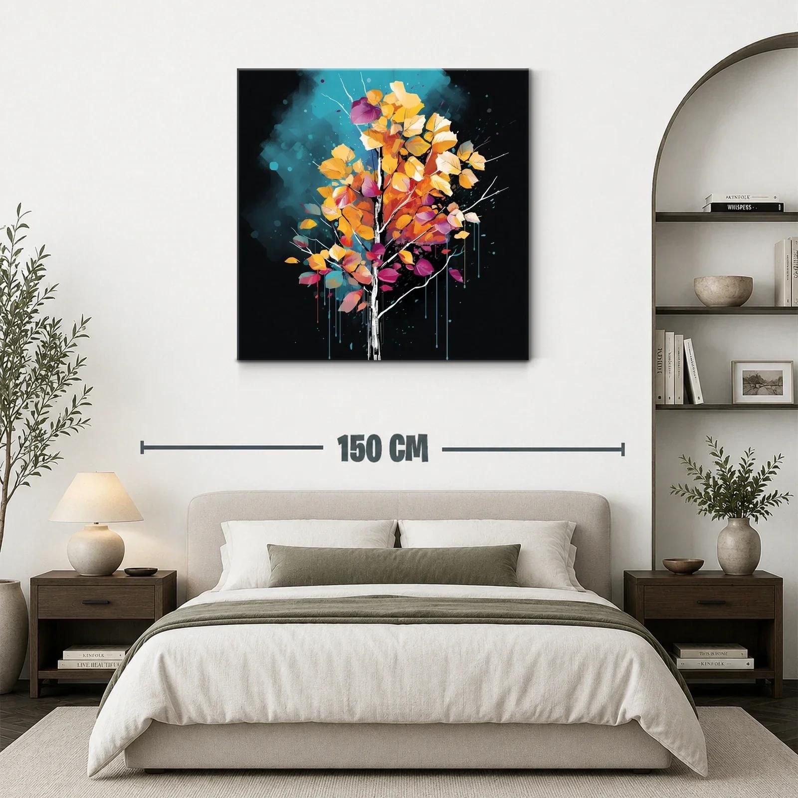 Armonía de otoño con vibrantes hojas en fondo azul oscuro — miniatura 3