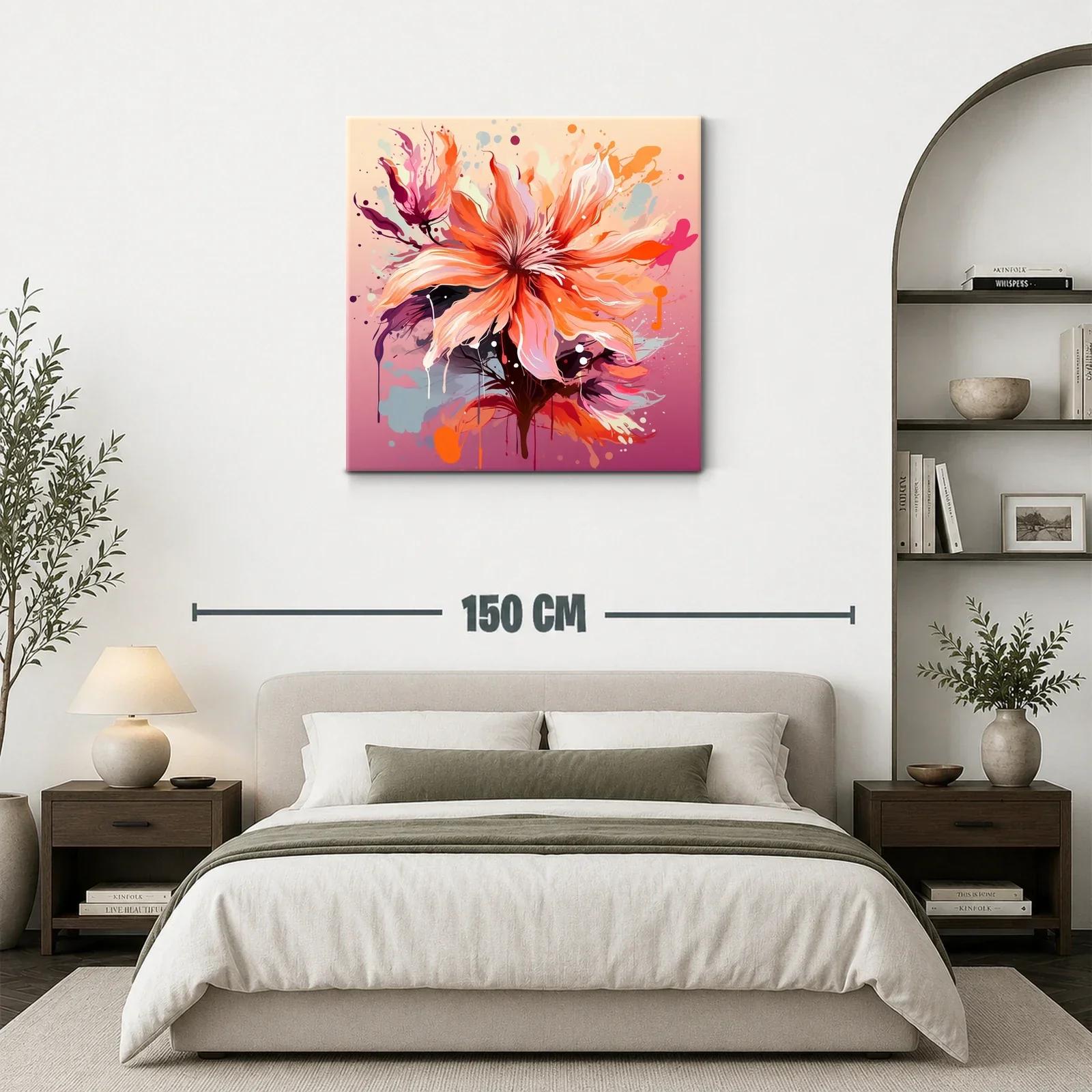 Cuadro floral vibrante con tonos cálidos y modernos — miniatura 3