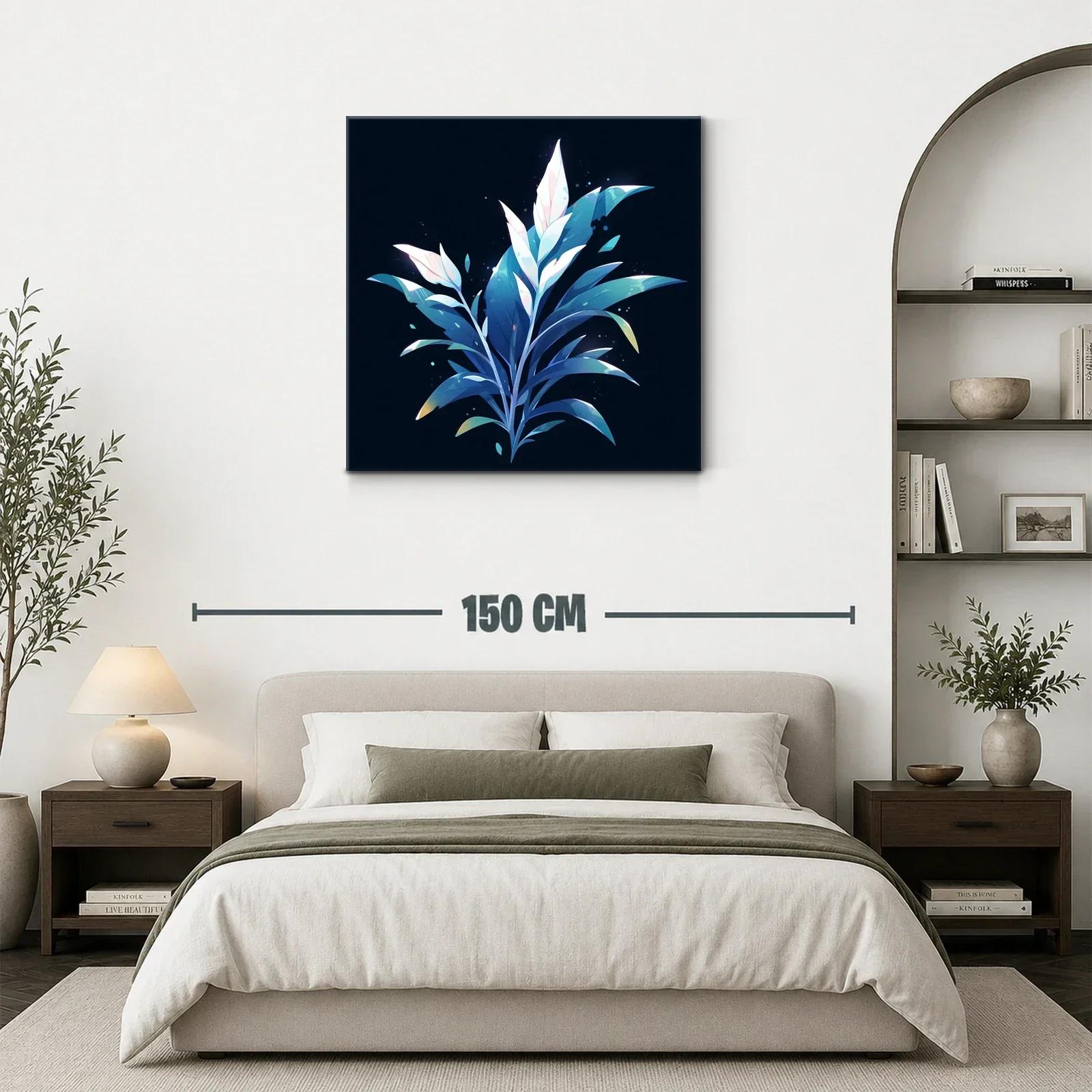 Plantas estilizadas en tonos azules y blancos sobre fondo oscuro — miniatura 3