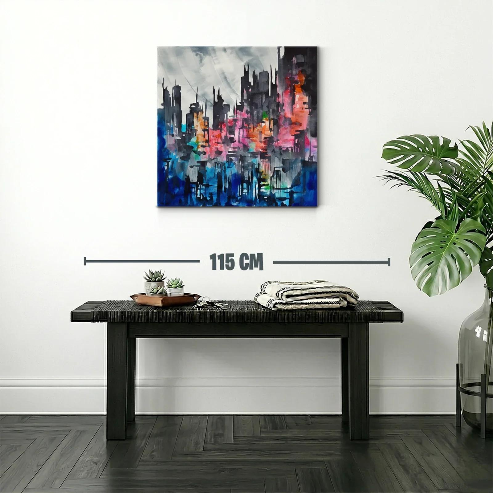 Ciudad abstracta con tonos vibrantes y contrastes intensos — miniatura 2