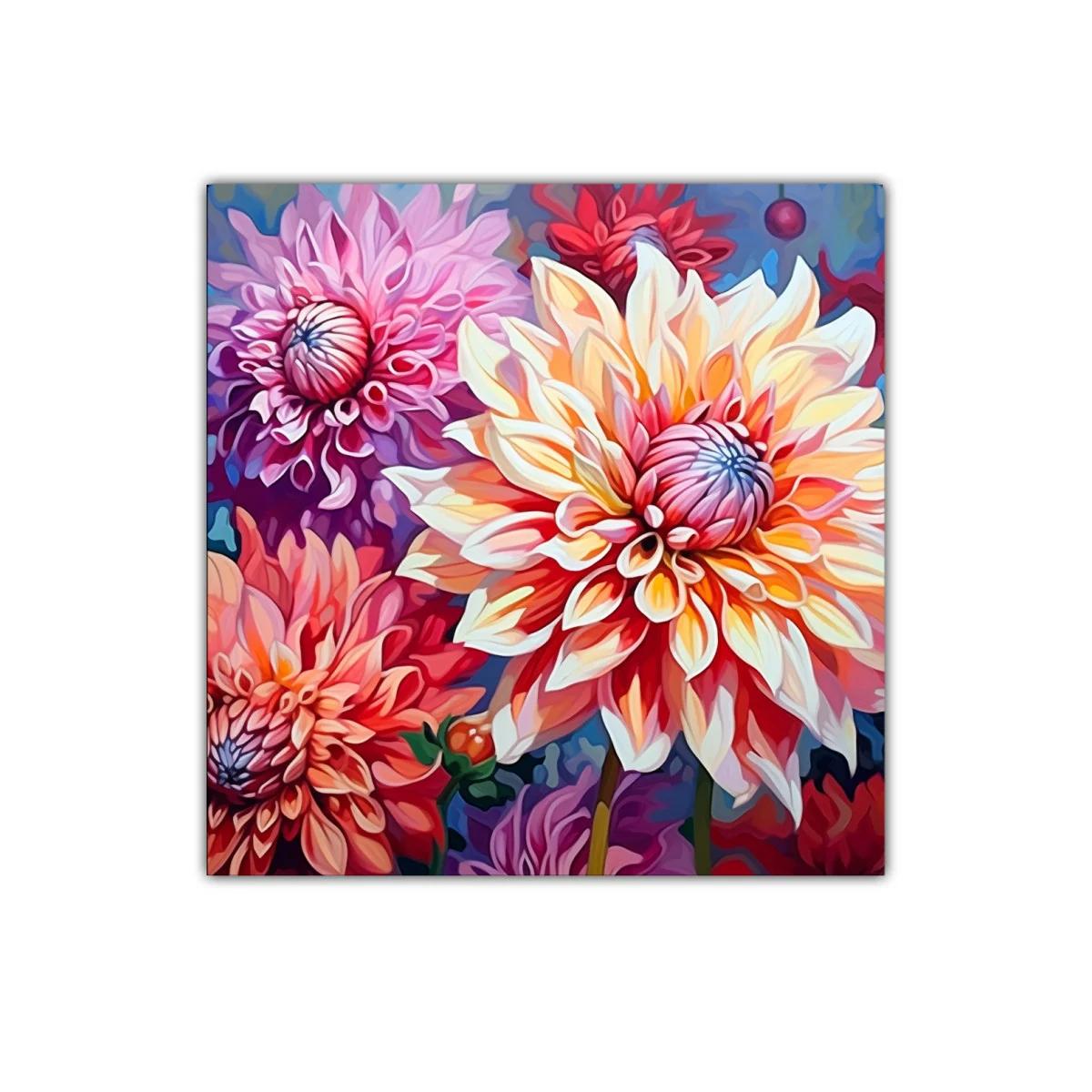 Cuadro vibrante con flores en tonos cálidos y vibrantes