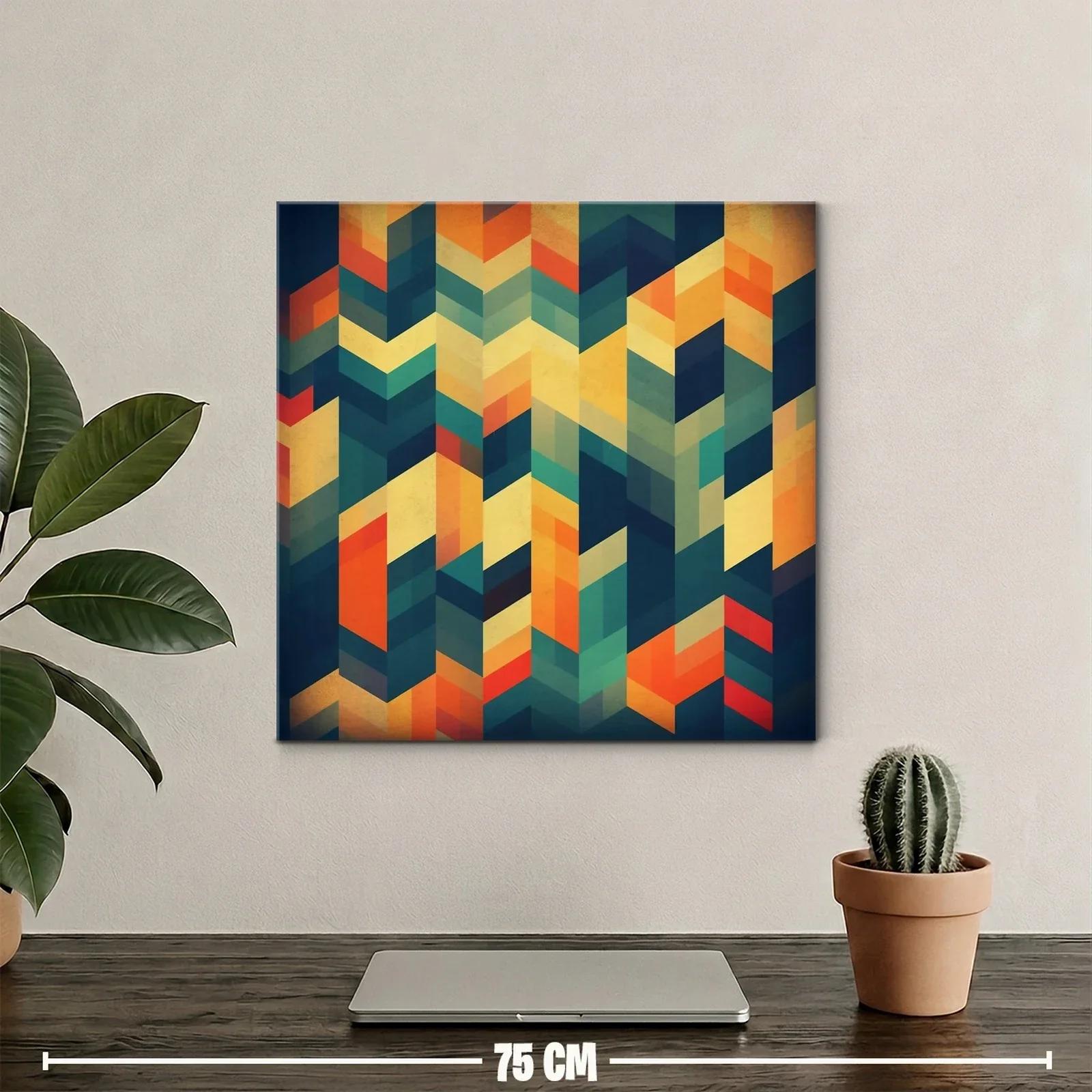 Diseño geométrico con tonos cálidos y frescos para pared — miniatura 2