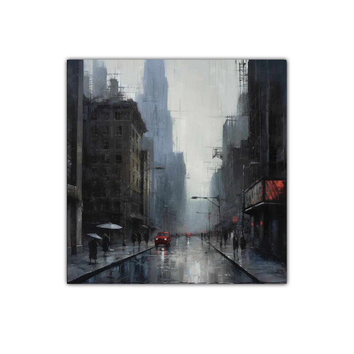 Ciudad lluviosa con contraste de luces urbanas — imagen principal