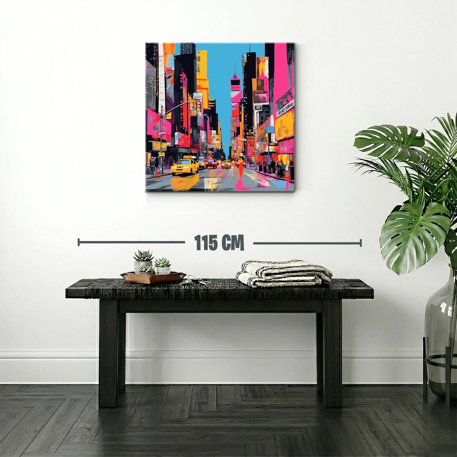 Atardecer urbano con vibrantes luces y taxis amarillos — miniatura 2