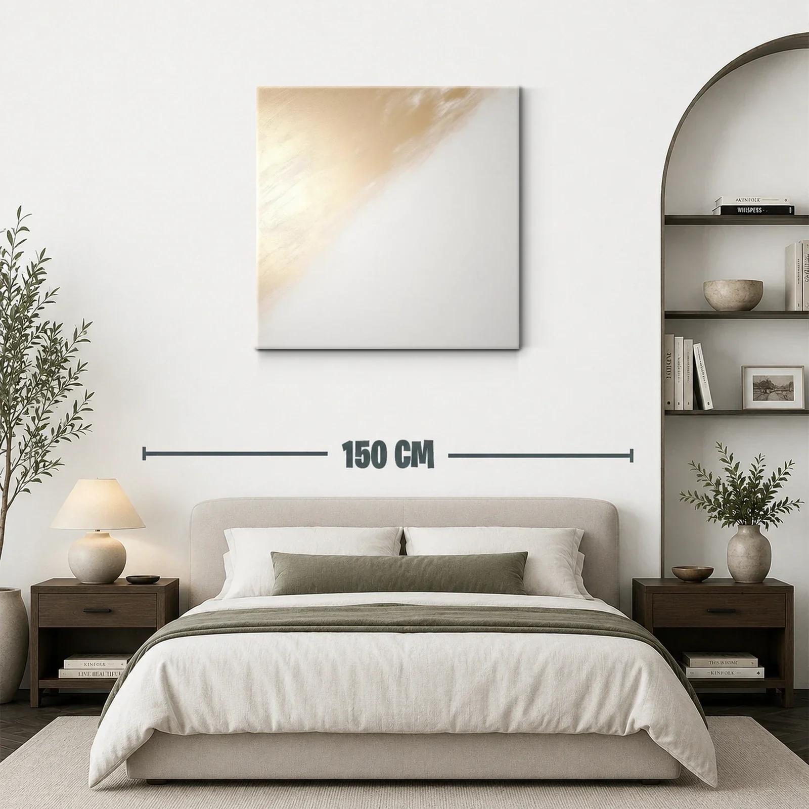 Cuadro abstracto con tonos suaves dorados y blancos — miniatura 3