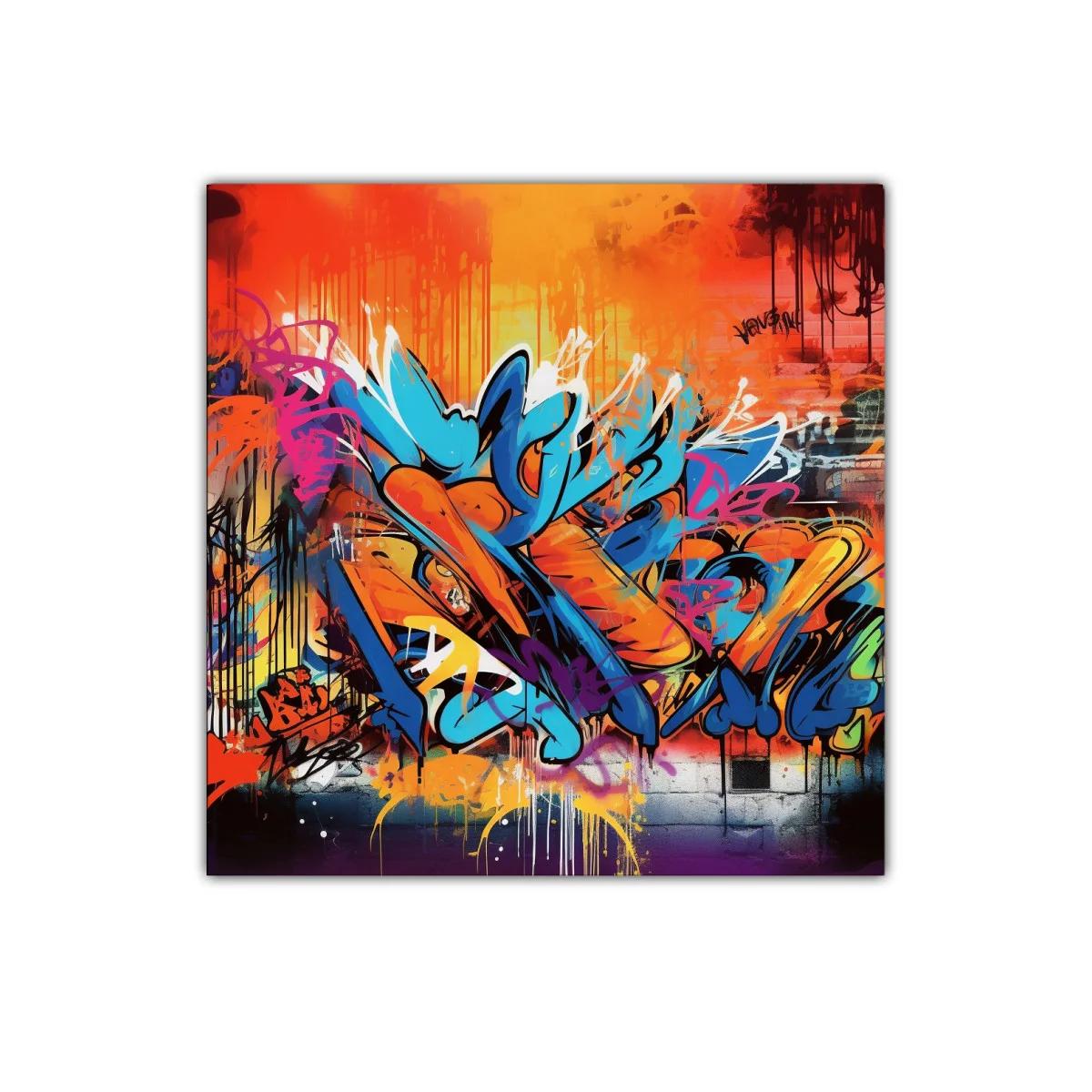 Cuadro colorido con graffiti urbano energético y vibrante