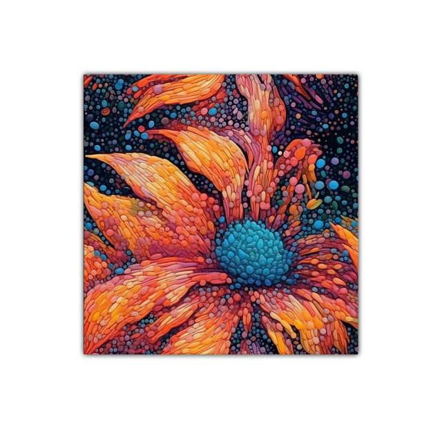 Flores vibrantes con detalles abstractos en tonos cálidos