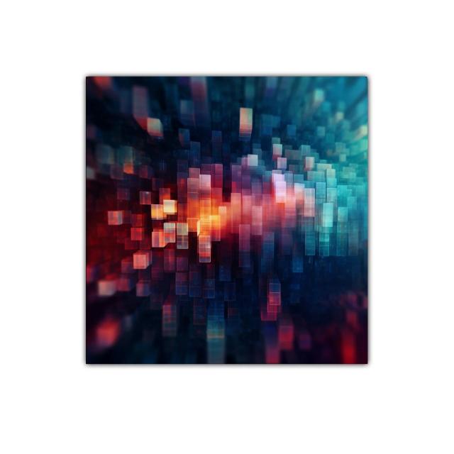 Cuadro abstracto de luces geométricas en colores vibrantes