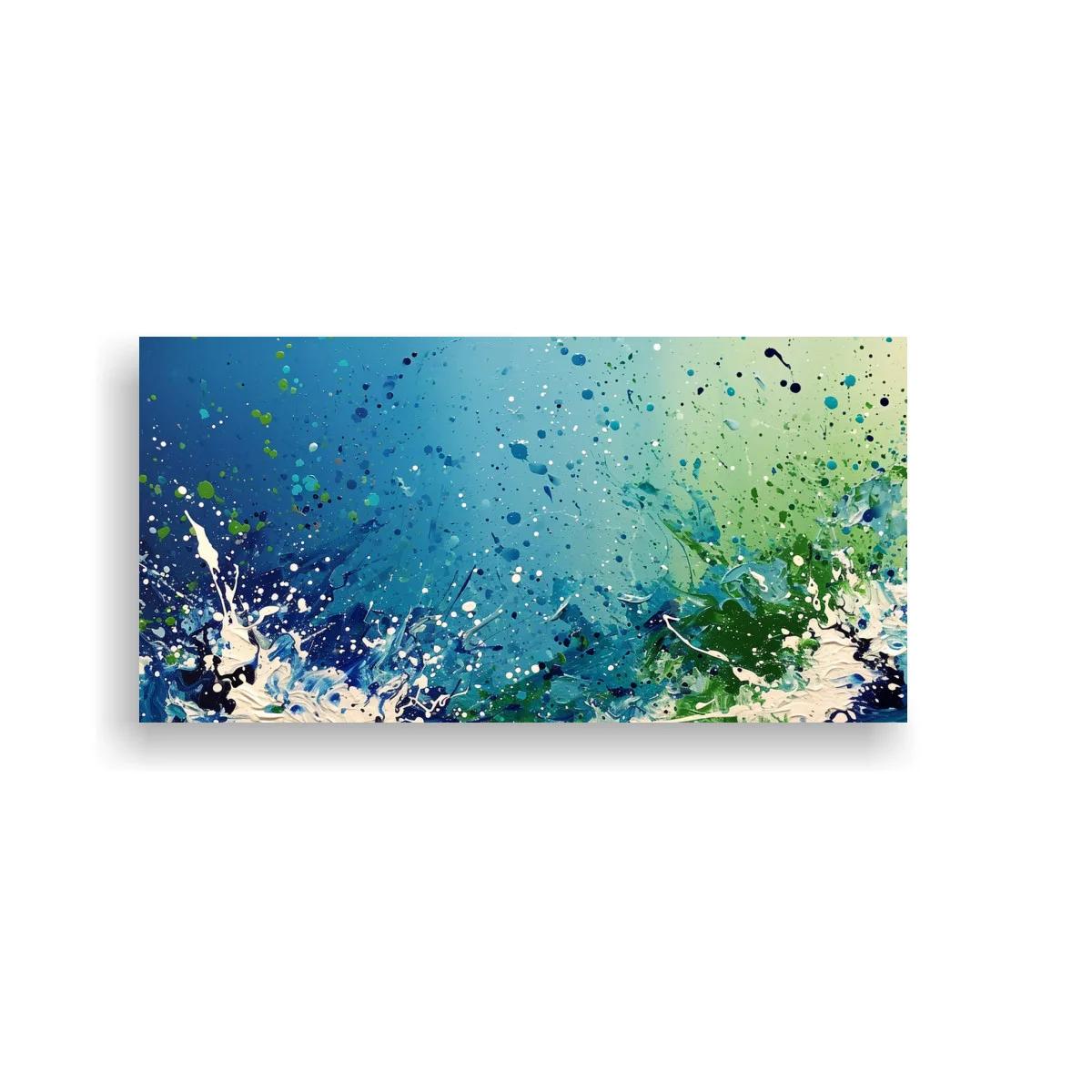 Cuadro salpicaduras abstractas turquesa y azul
