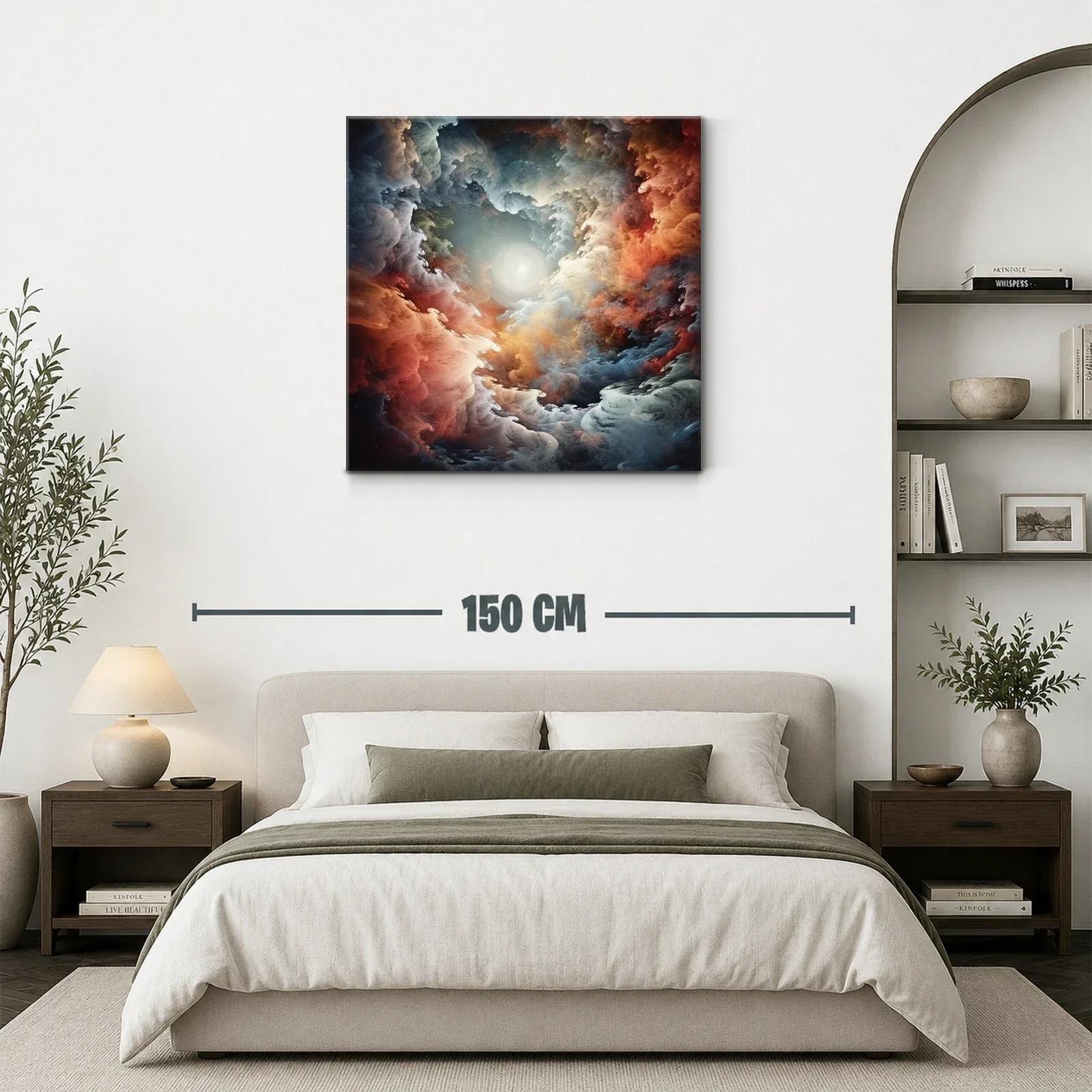Cuadro abstracto con efecto de nube y luz central — miniatura 3