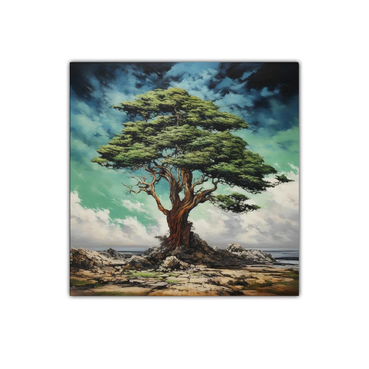 Impresionante árbol solitario en paisaje costero natural — imagen principal
