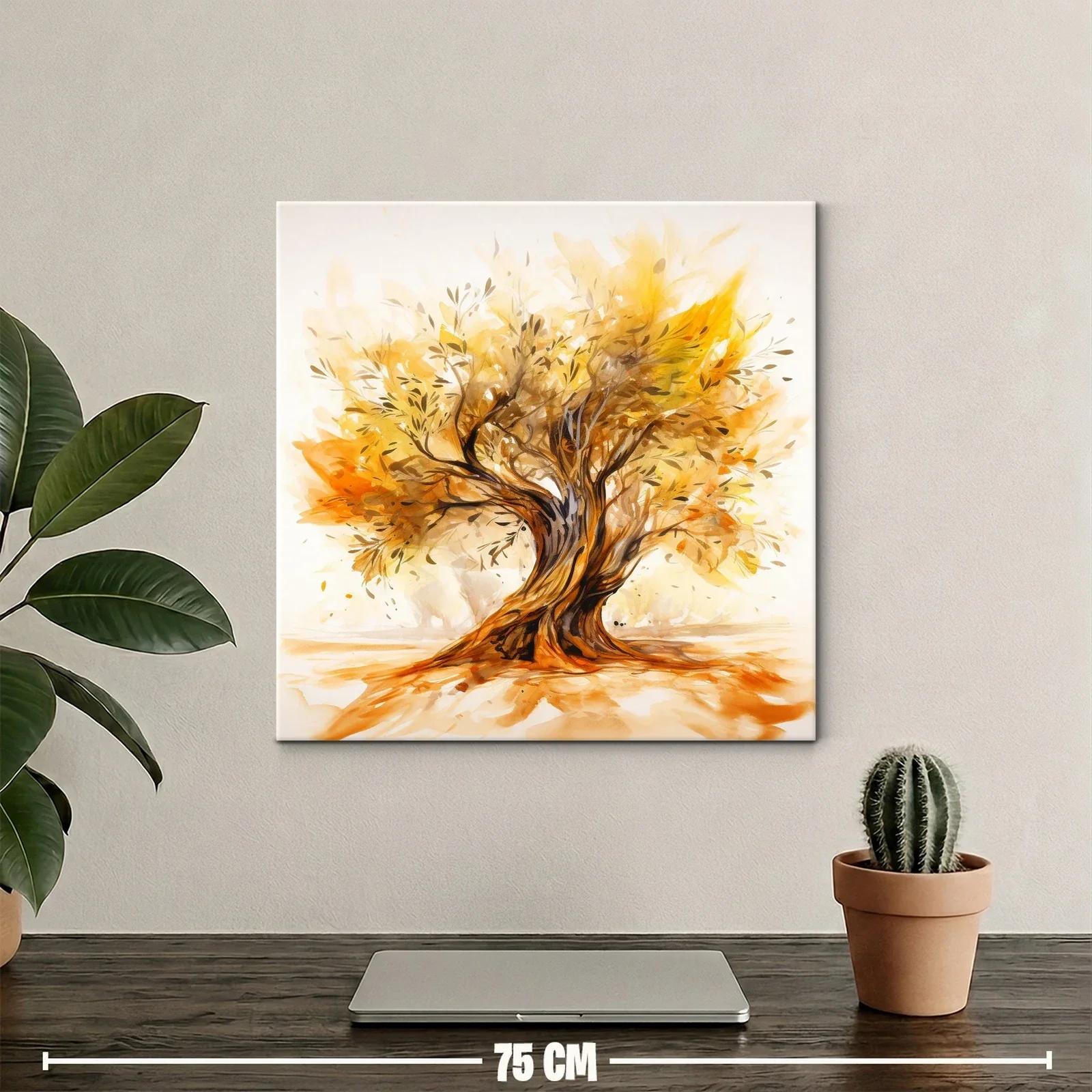 Árbol dorado con ramas entrelazadas y hojas cálidas — miniatura 2