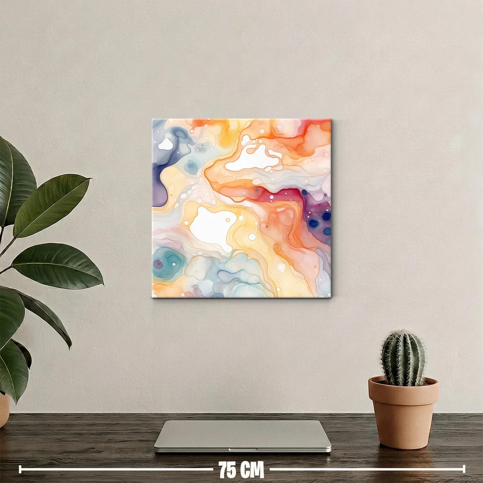Cuadro abstracto con tonos cálidos y formas fluidas — miniatura 2
