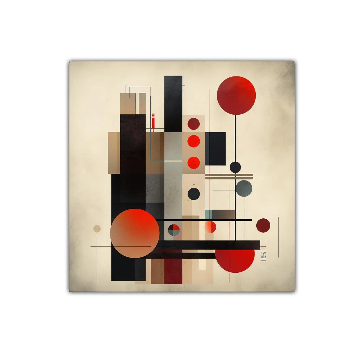 Cuadro abstracto moderno con formas geométricas y colores intensos