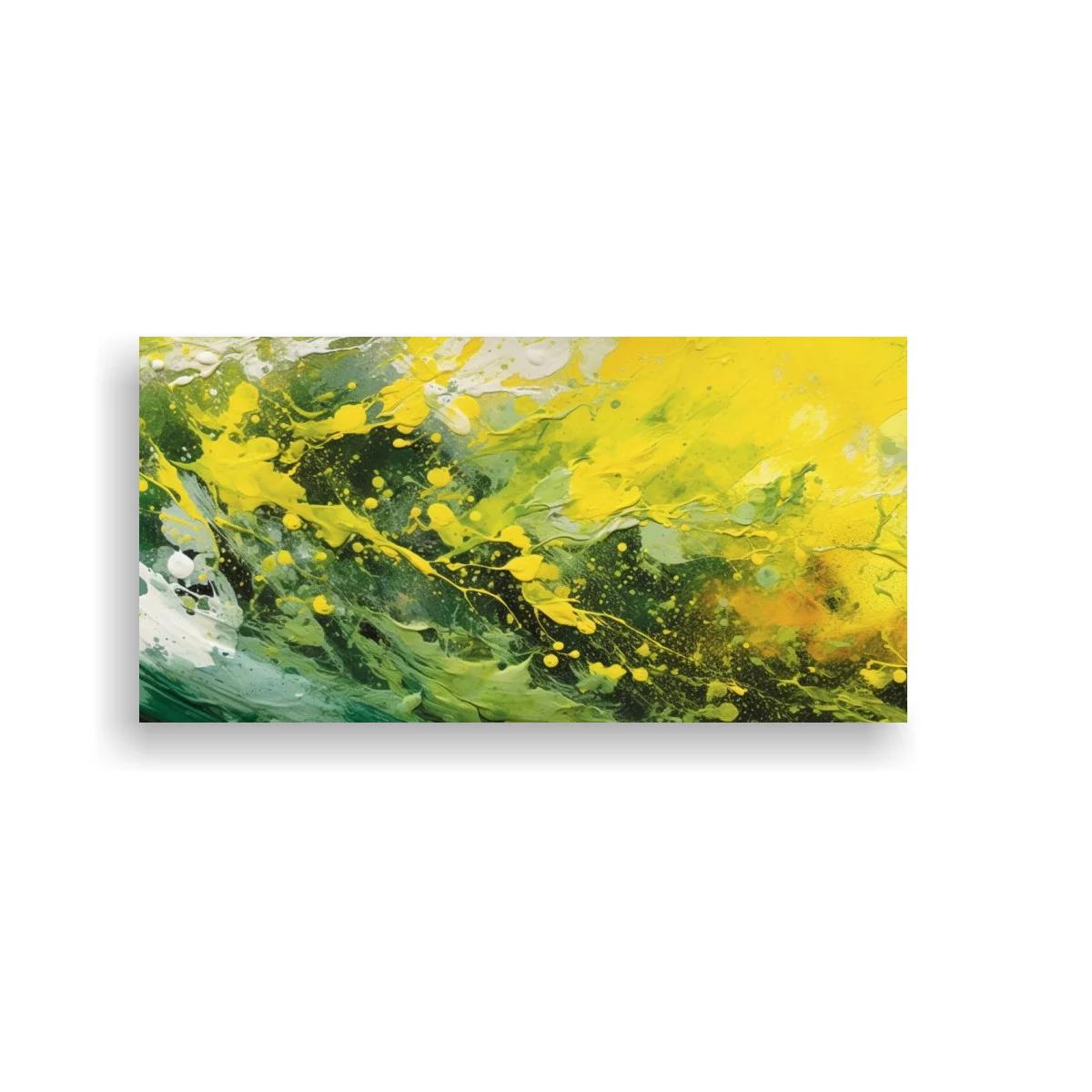 Cuadro abstracción en verde y amarillo con barrido diagonal