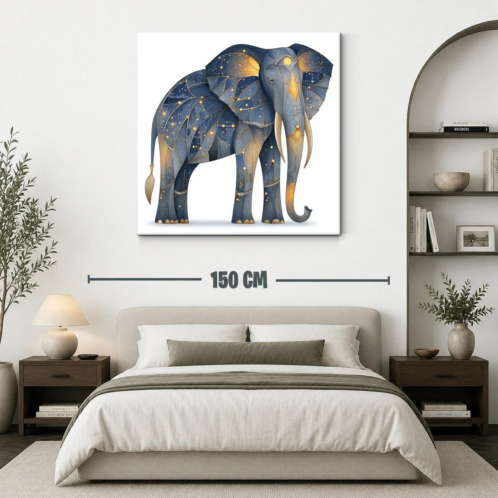 Elefante místico con constelaciones doradas y azul noche — miniatura 3