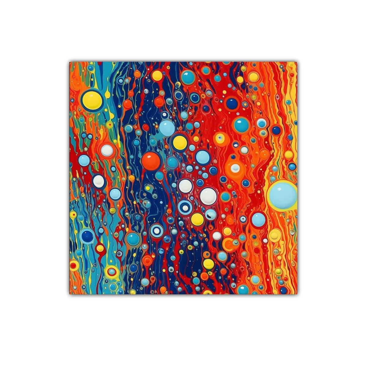 Cuadro abstracto multicolor con burbujas en movimiento