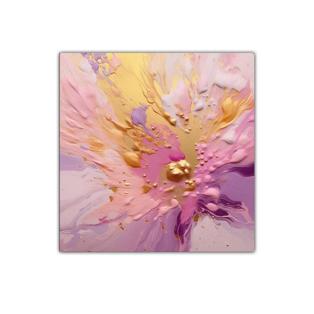 Explosión de color en tonos rosa y dorado vibrante