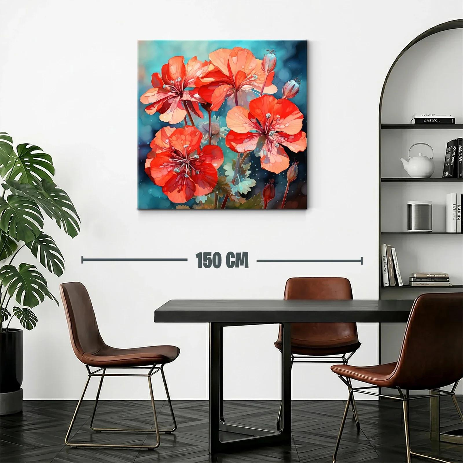 Flores rojas vibrantes sobre fondo azul turquesa — miniatura 2