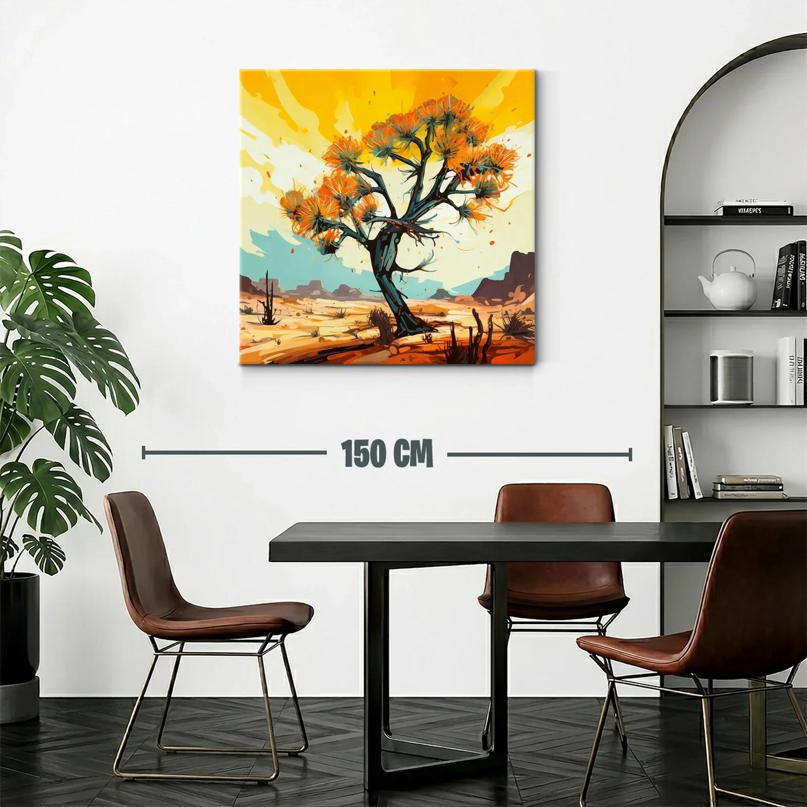 Árbol vibrante en paisaje desértico con tonos cálidos — miniatura 2
