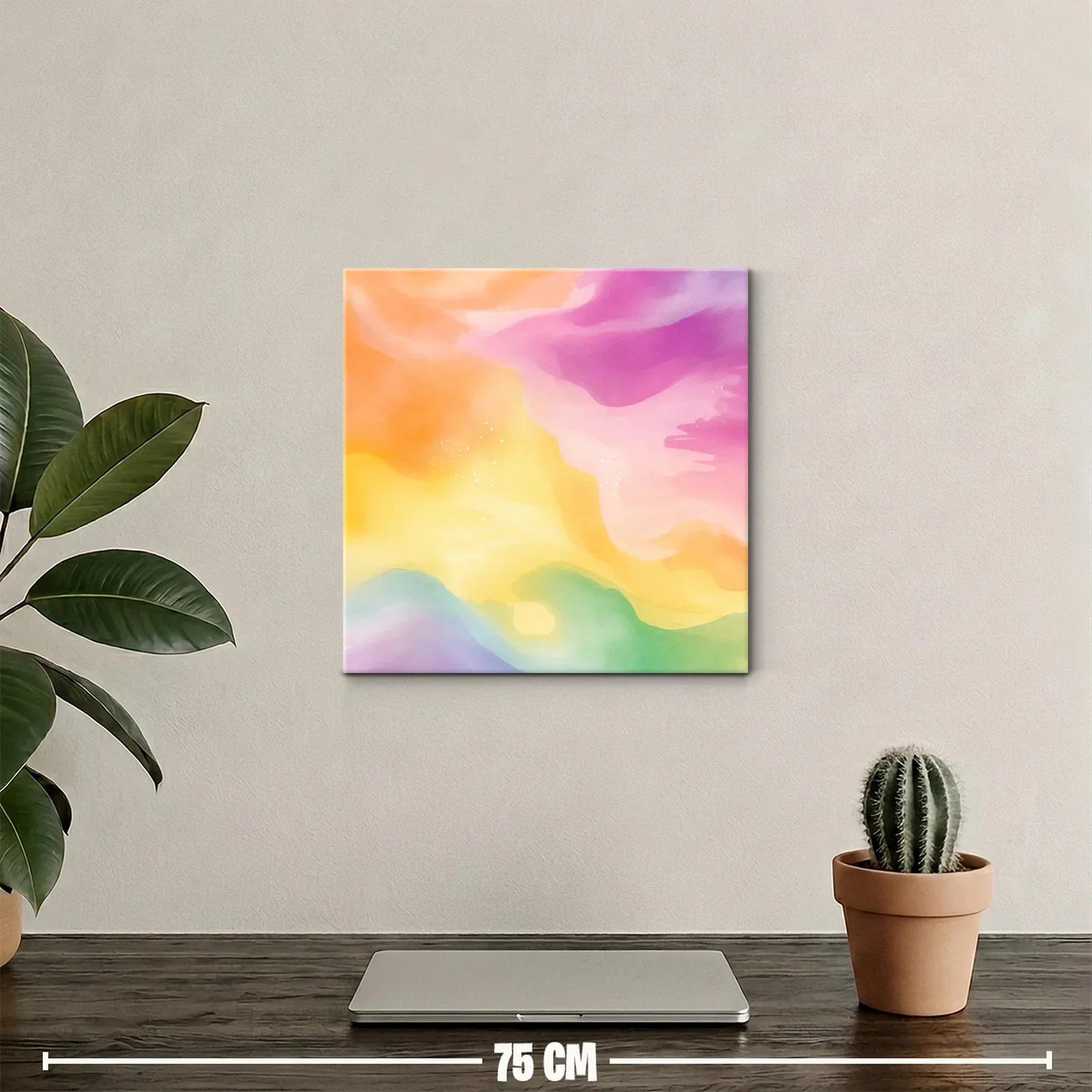 Cuadro abstracto con tonos pastel vibrantes y suaves — miniatura 2