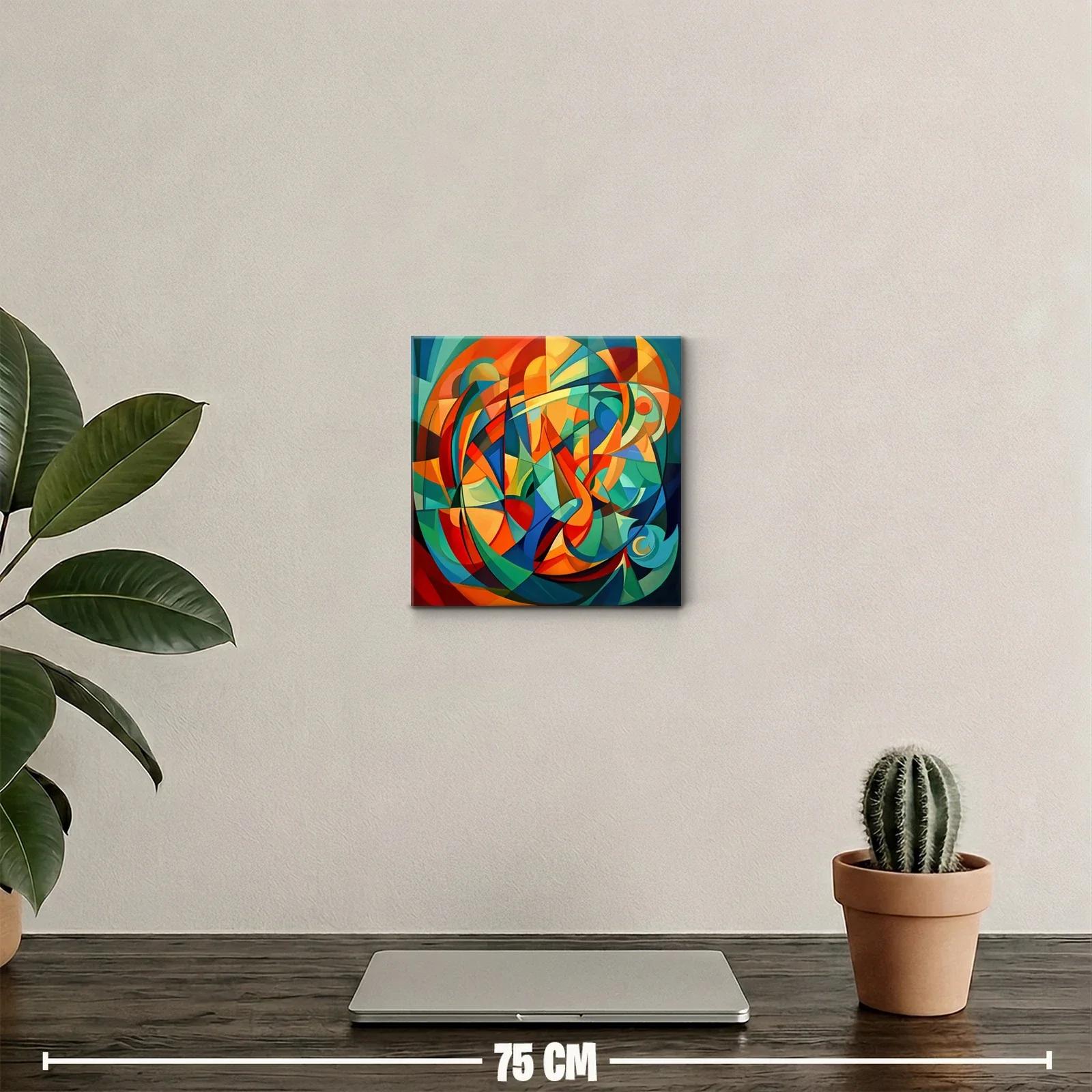 Cuadro abstracto con vibrantes formas geométricas coloridas — miniatura 2