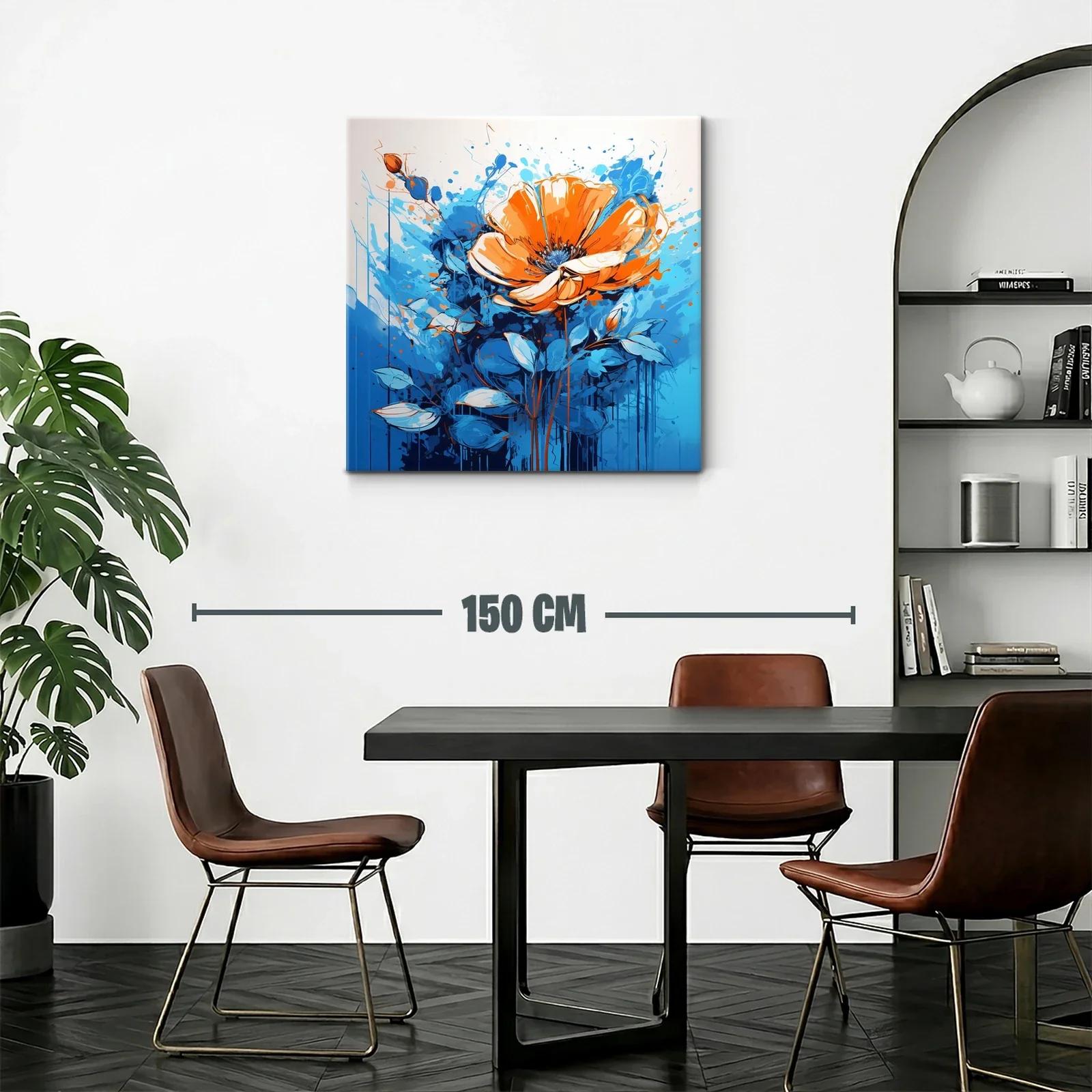 Flor vibrante en tonos naranjas y azules dinámicos — miniatura 2