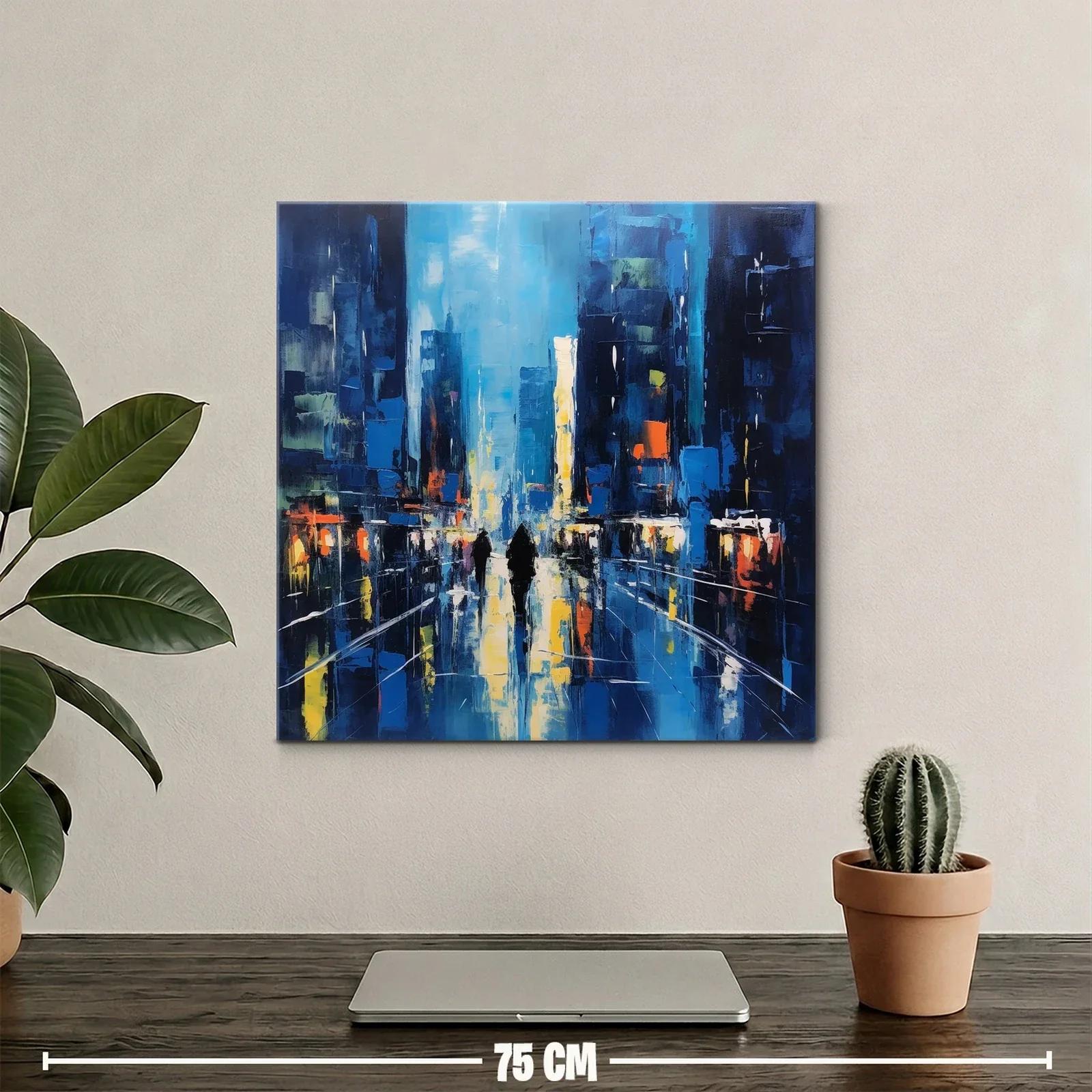 Paisaje urbano nocturno con reflejos vibrantes y figuras — miniatura 2