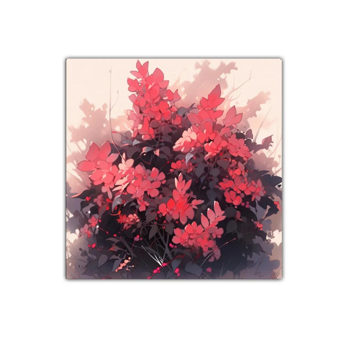 Cuadro decorativo con ramo floral en tonos rojos vibrantes