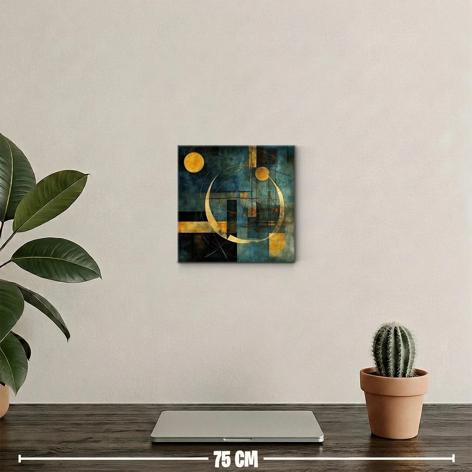 Composición geométrica con círculos dorados sobre fondo azul oscuro — miniatura 2