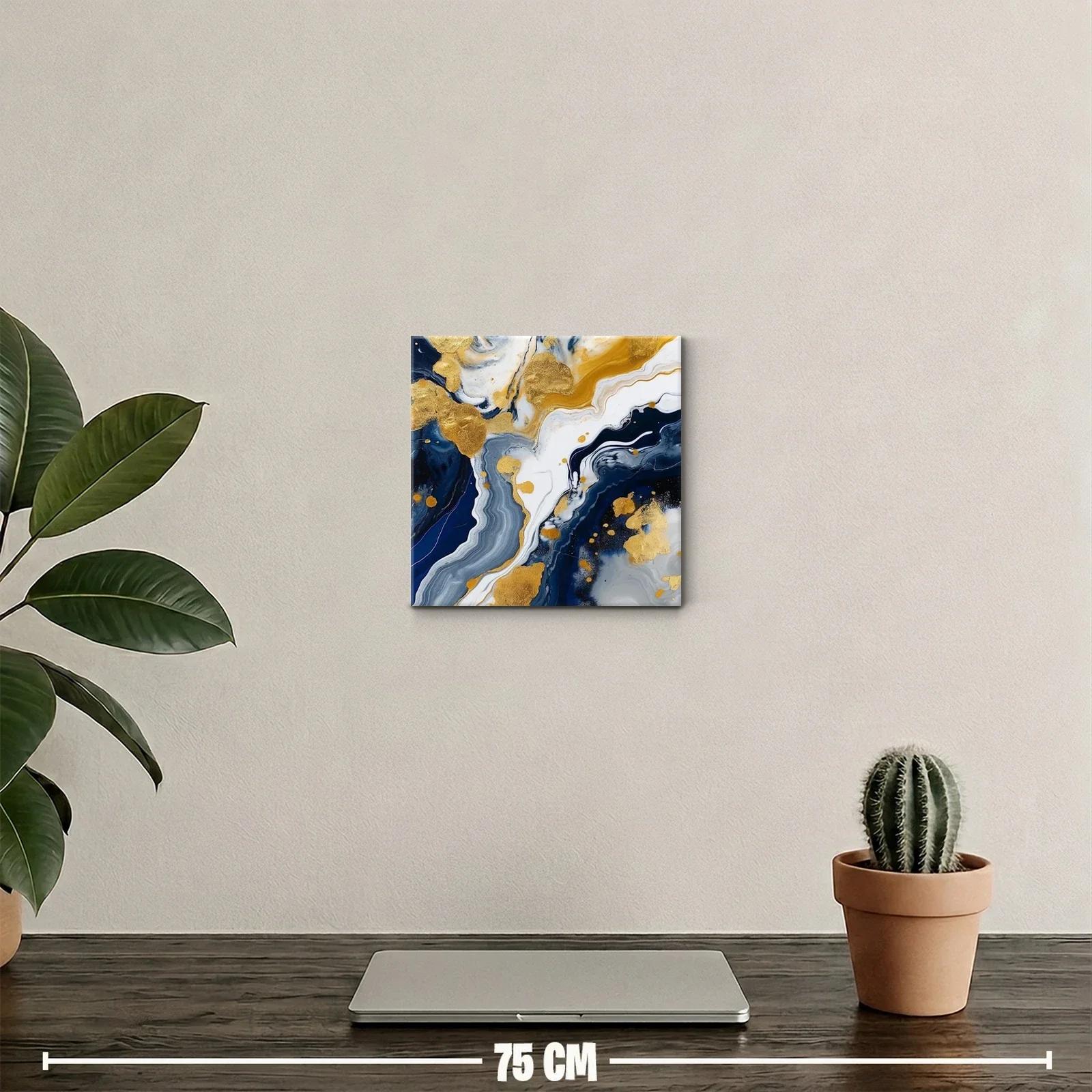 Arte abstracto en tonos dorados y azul profundo elegante — miniatura 2