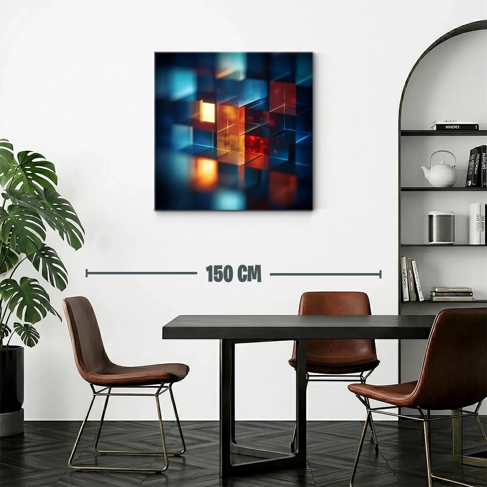 Composición abstracta de cubos iluminados en tonos cálidos y fríos — miniatura 2