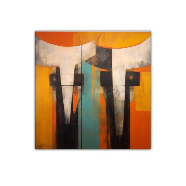 Composición abstracta en tonos cálidos y contrastes geométricos