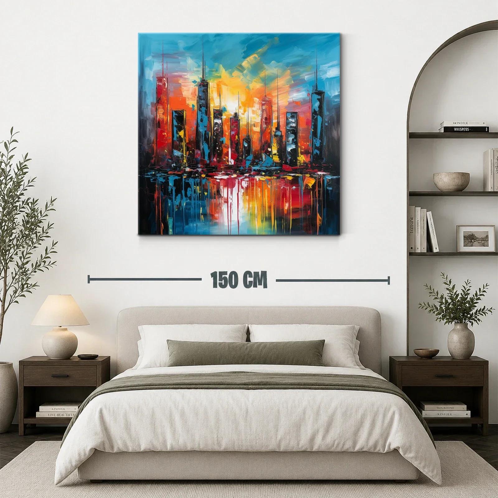 Atardecer vibrante sobre skyline urbano moderno — miniatura 3