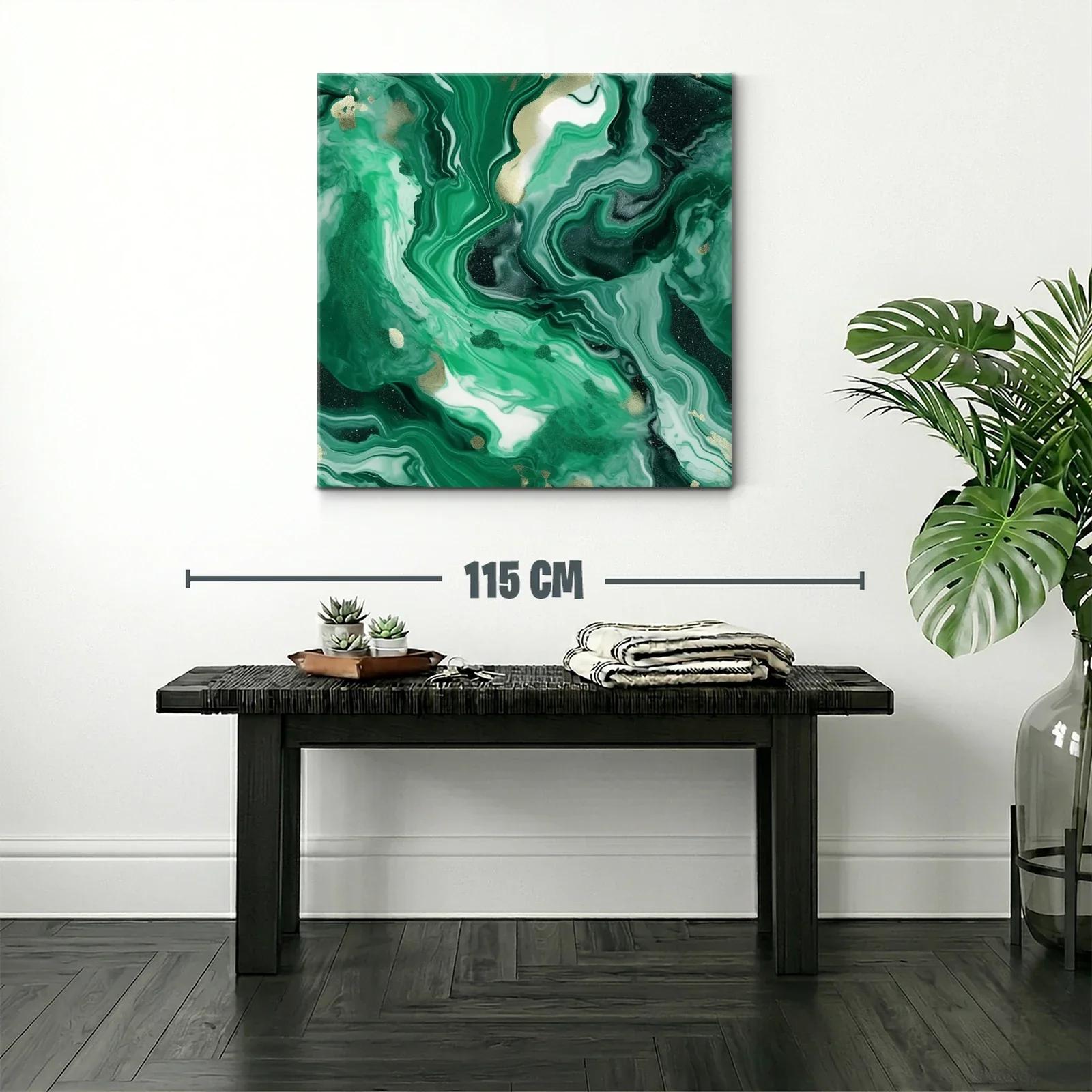 Arte abstracto con tonos verdes y detalles dorados — miniatura 2