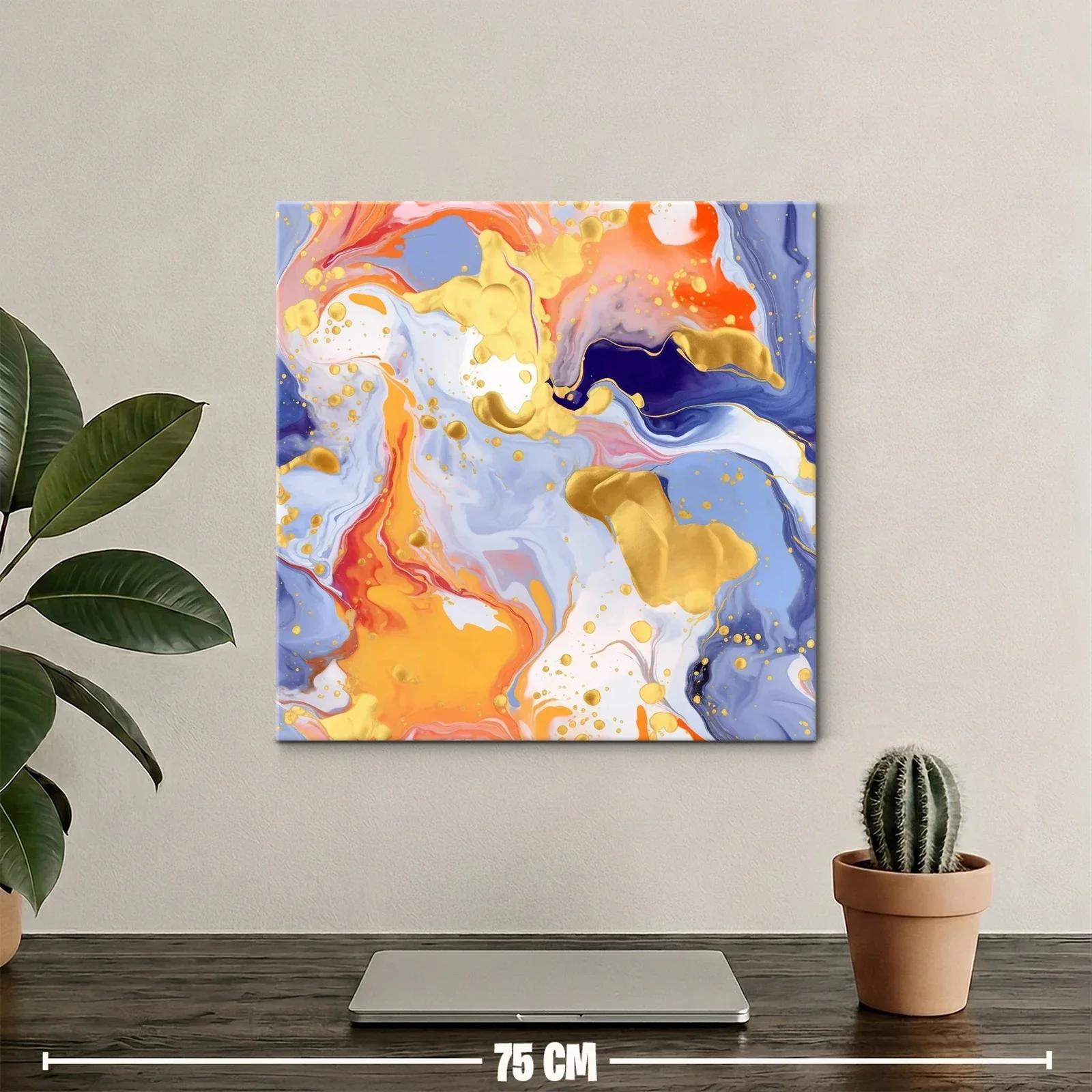 Cuadro abstracto con vibrantes tonos dorados y naranjas — miniatura 2