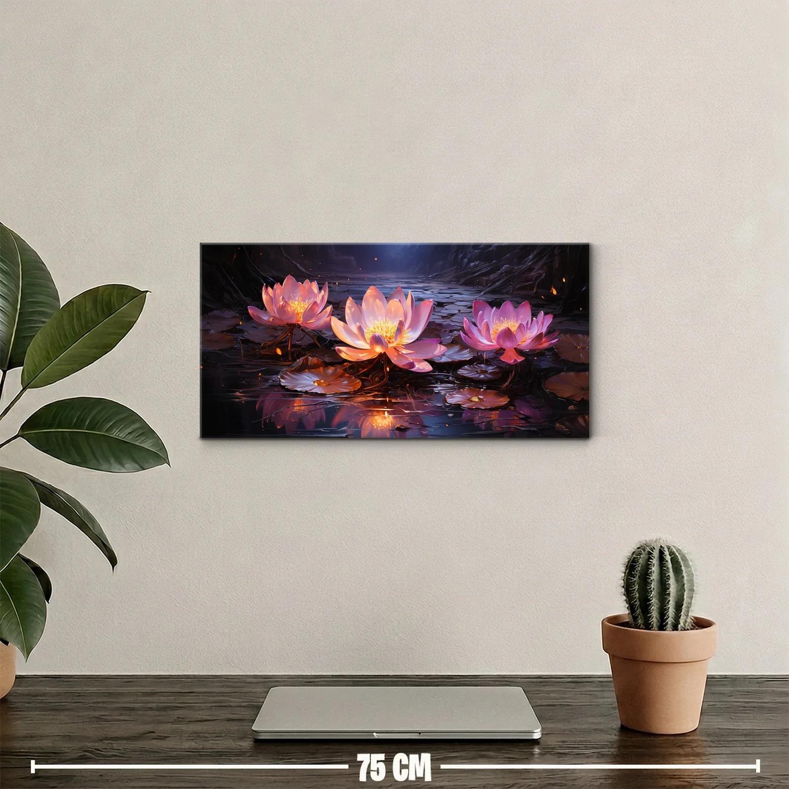 Cuadro flores de loto rosas con reflejos anaranjados — miniatura 2