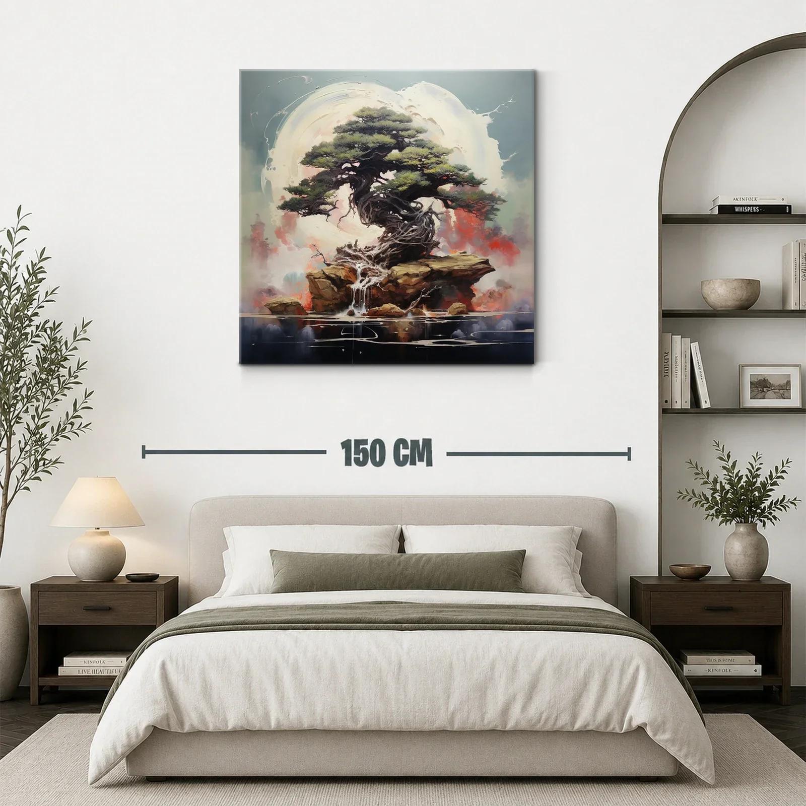 Árbol antiguo sobre rocas con fondo etéreo y luz suave — miniatura 3