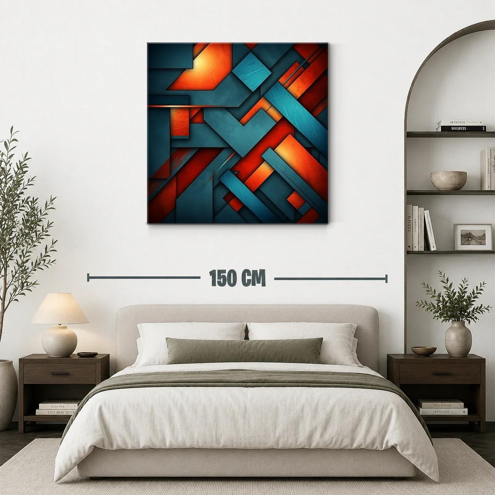 Composición geométrica abstracta en tonos naranja y azul — miniatura 3