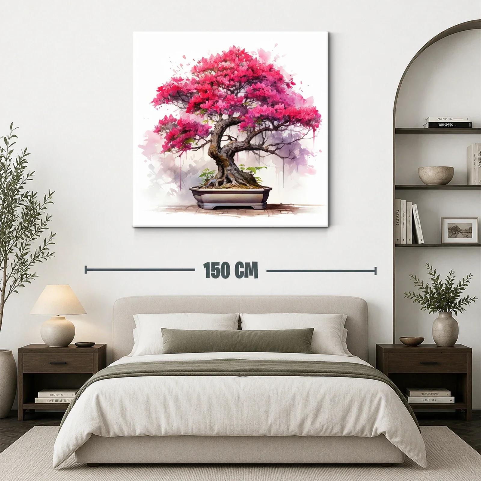 Cuadro con árbol bonsái en vibrantes tonos rosas y morados — miniatura 3