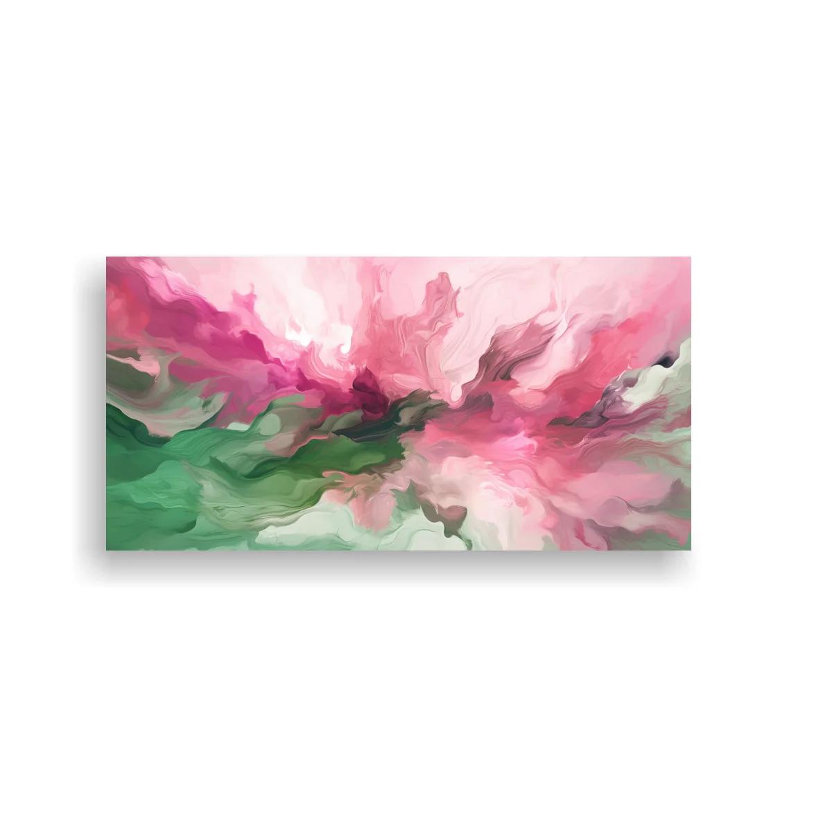 Cuadro flor rosa abstracta en formato panorámico