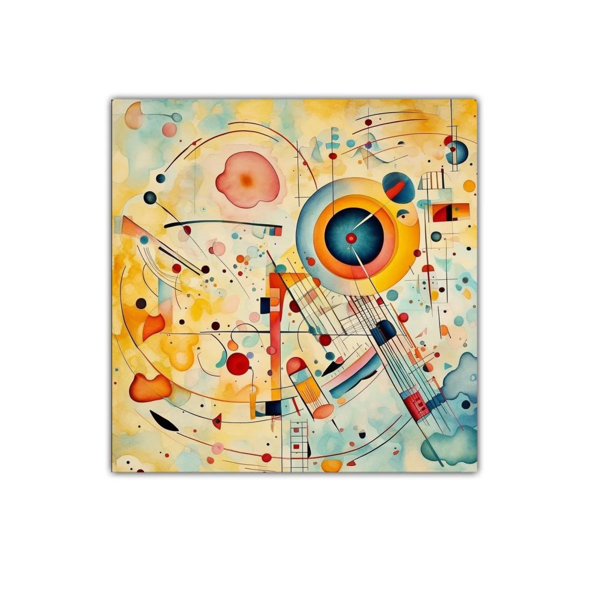 Cuadro abstracto con formas circulares y líneas dinámicas — imagen principal