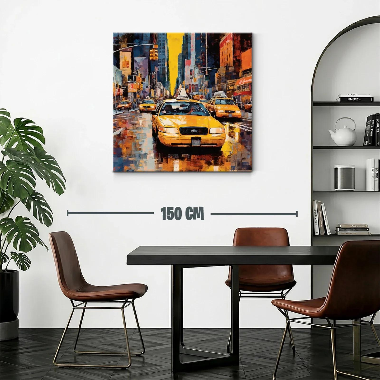 Vibrante escena urbana con taxis amarillos en ciudad — miniatura 2