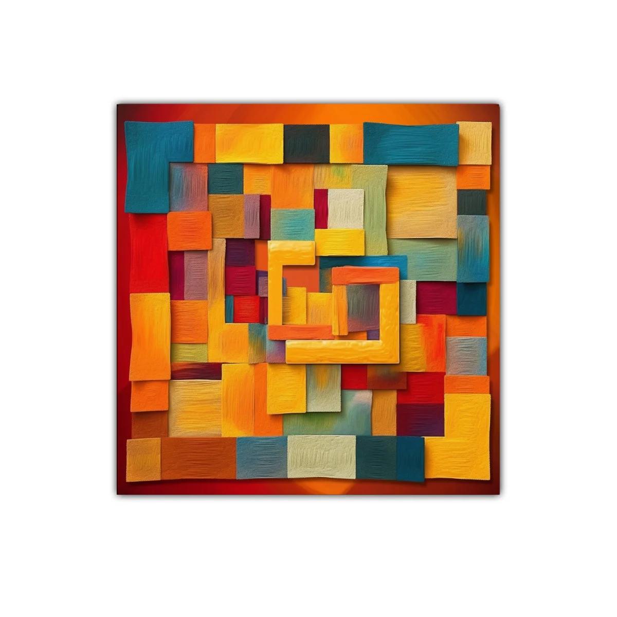 Composición geométrica en tonos cálidos y fríos vibrantes — imagen principal