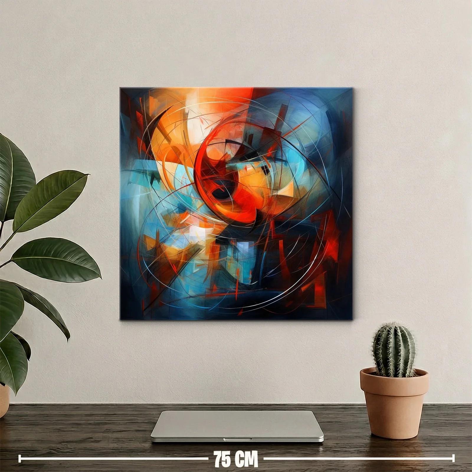 Cuadro abstracto con vibrantes tonos cálidos y fríos — miniatura 2
