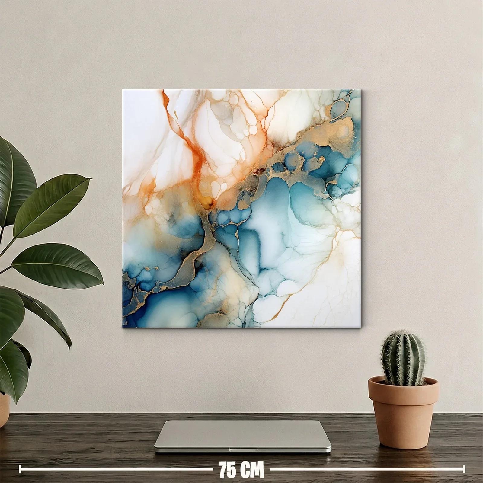 Composición abstracta con tonos azules y dorados cálidos — miniatura 2