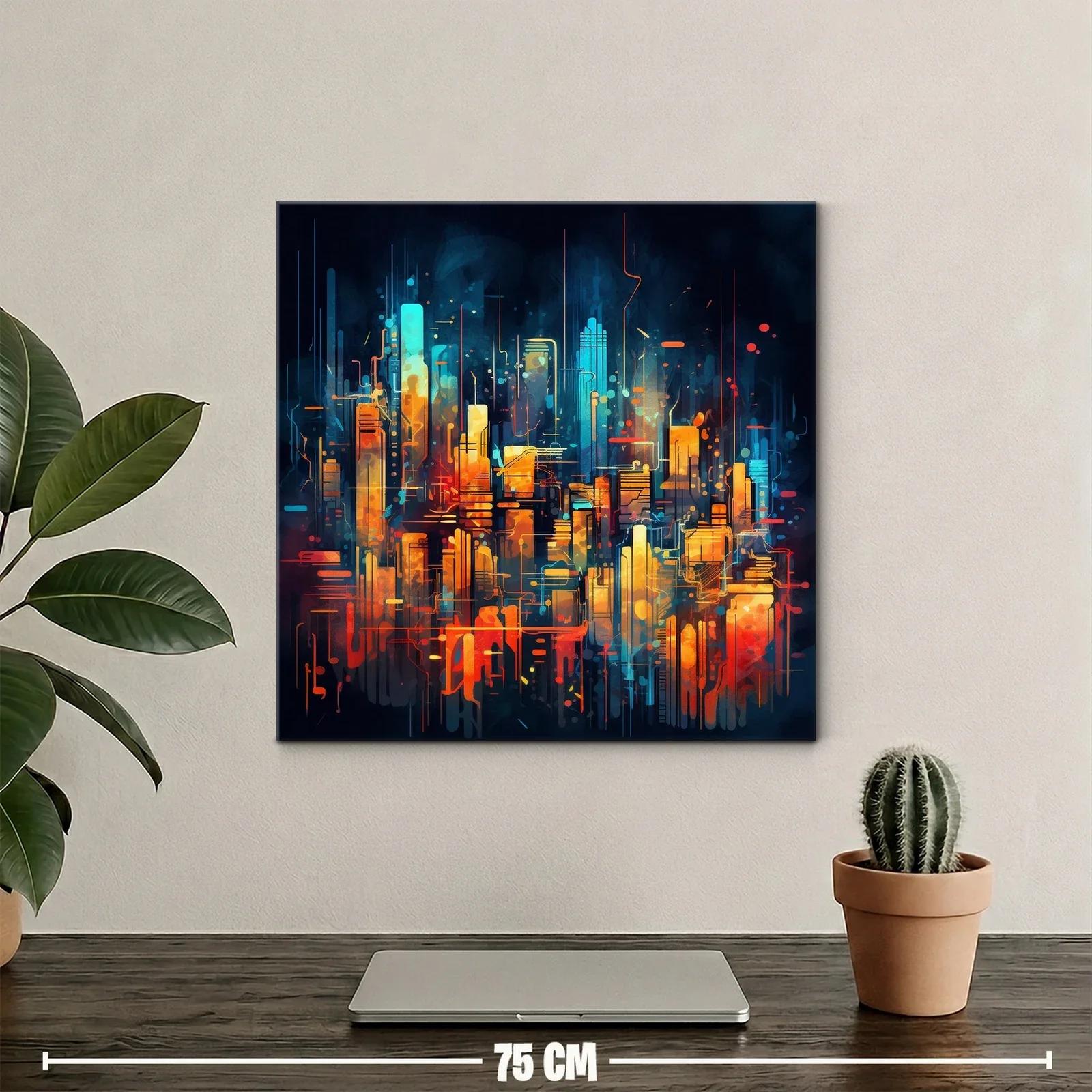 Ciudad futurista vibrante con luces cálidas y frías — miniatura 2
