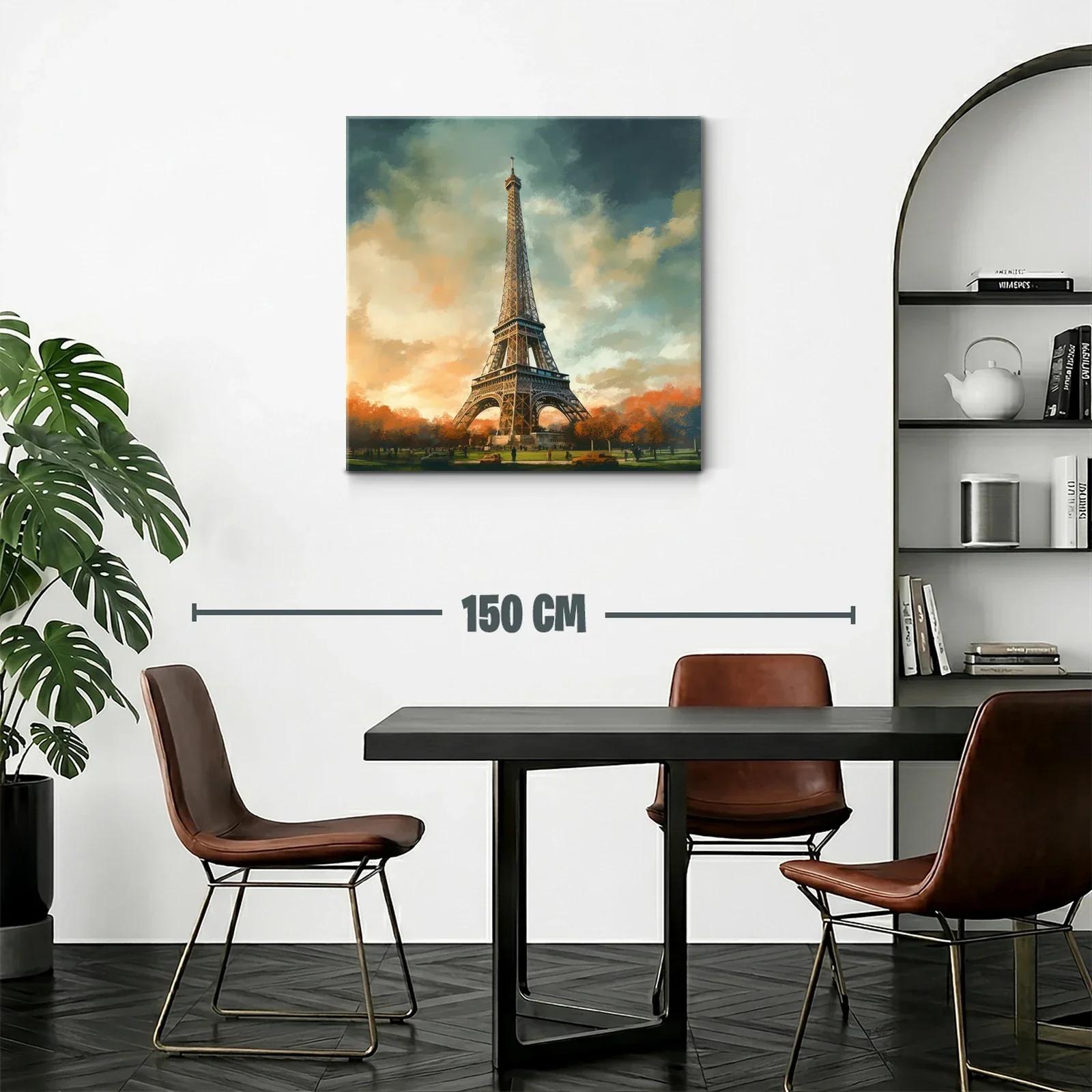 Torre Eiffel al atardecer con cielo dramático — miniatura 2