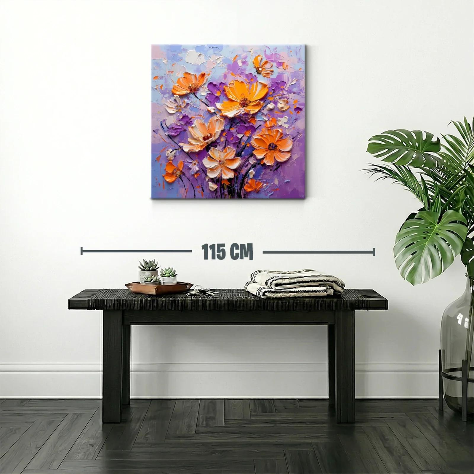 Ramo moderno con flores naranjas y violetas vibrantes — miniatura 2